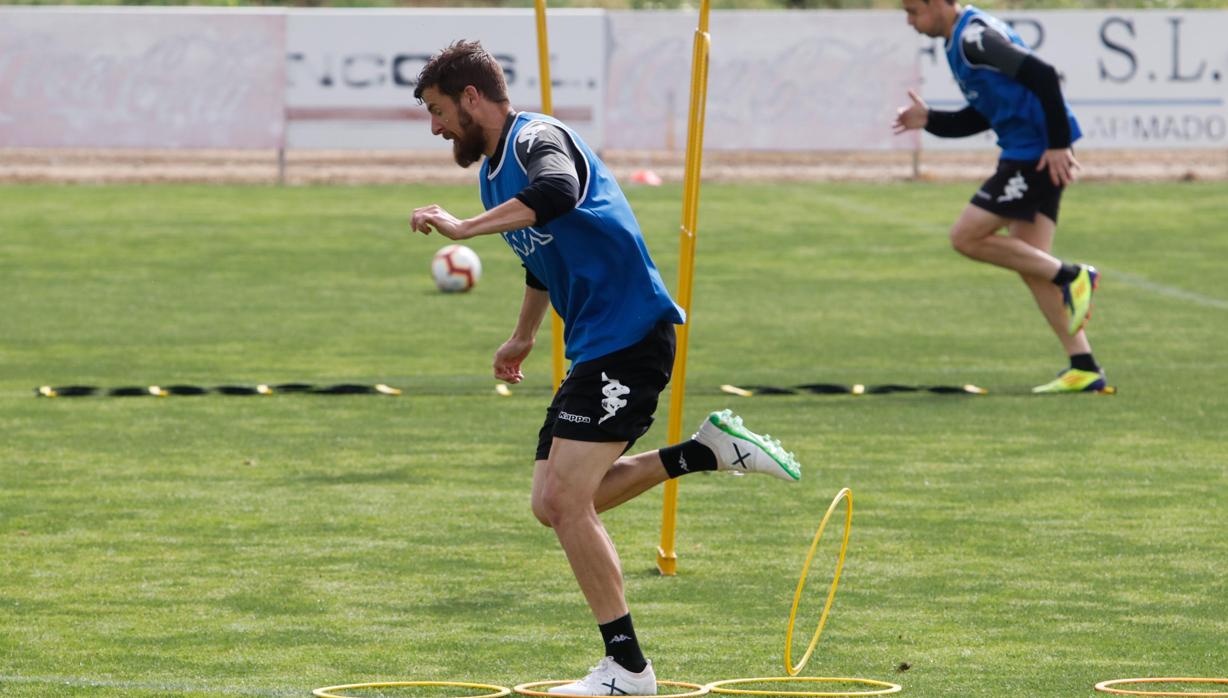 Herrero y Javi Lara, en una sesión de entrenamiento