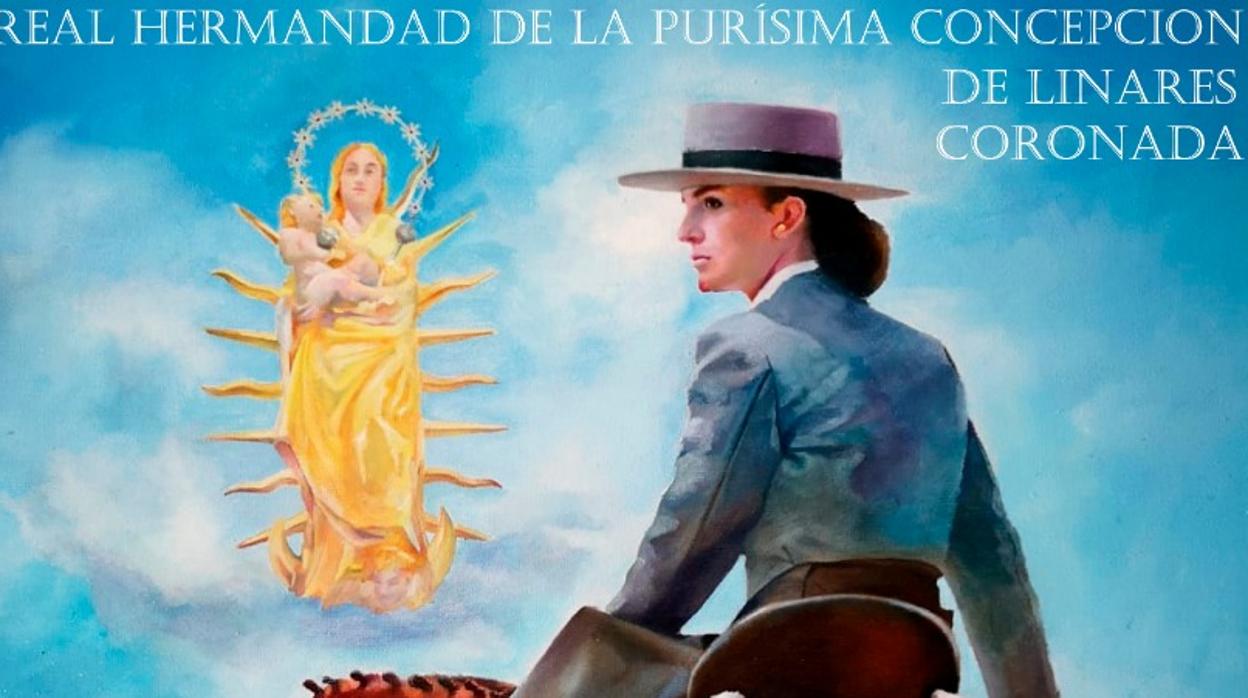 Fragmento del cartel de la Romería de la Virgen de Linares del año 2019, obra de Eloy Morales