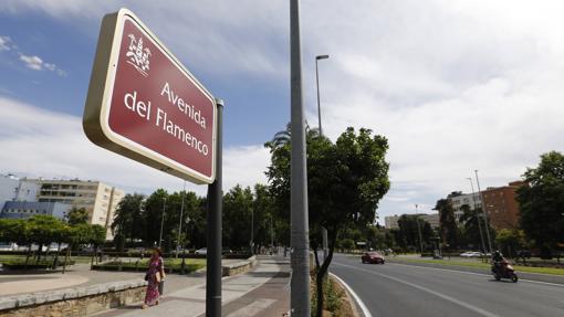 Rótulo con la nueva denominación de la avenida Conde de Vallellano