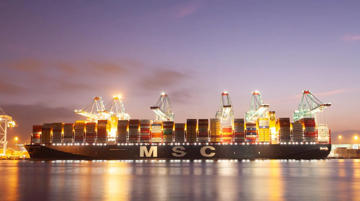 Instantánea del «MSC Gülsün» atracado en el puerto de Algeciras