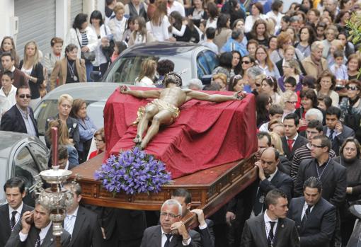 El Cristo de la Agonía, en su traslado a la Catedral en Semana Santa