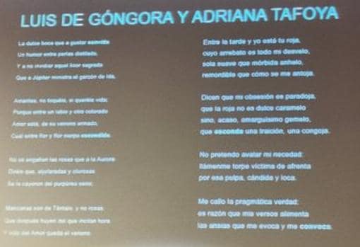 Comparación entre versos de Luis de Góngora y la poeta mexicana Adriana Tafoya