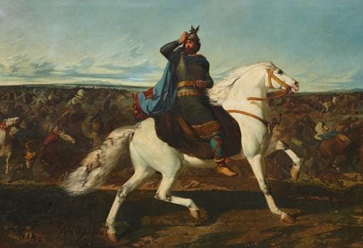 «La batalla del Guadalete», un lienzo de Marcelino Unteza en que muestra la derrota de Don Rodrigo