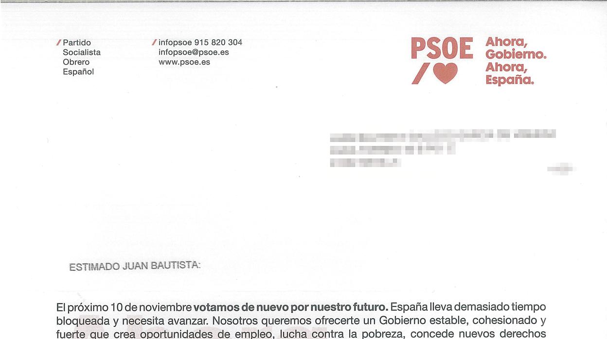 Imagen de la carta que el líder socialista ha mandado a los hogares de Sevilla