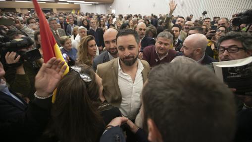 Santiago Abascal, durante el mitin en Sevilla