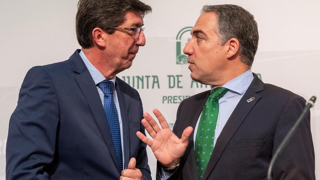 El vicepresidente de la Junta, Juan Marín, y el consejero de la Presidencia, Elías Bendodo