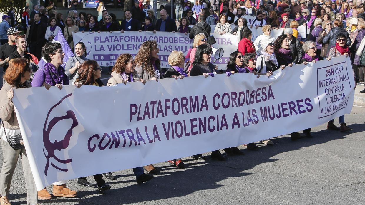 Cabecera de la manifestación del 25-N, con la Plataforma al frente