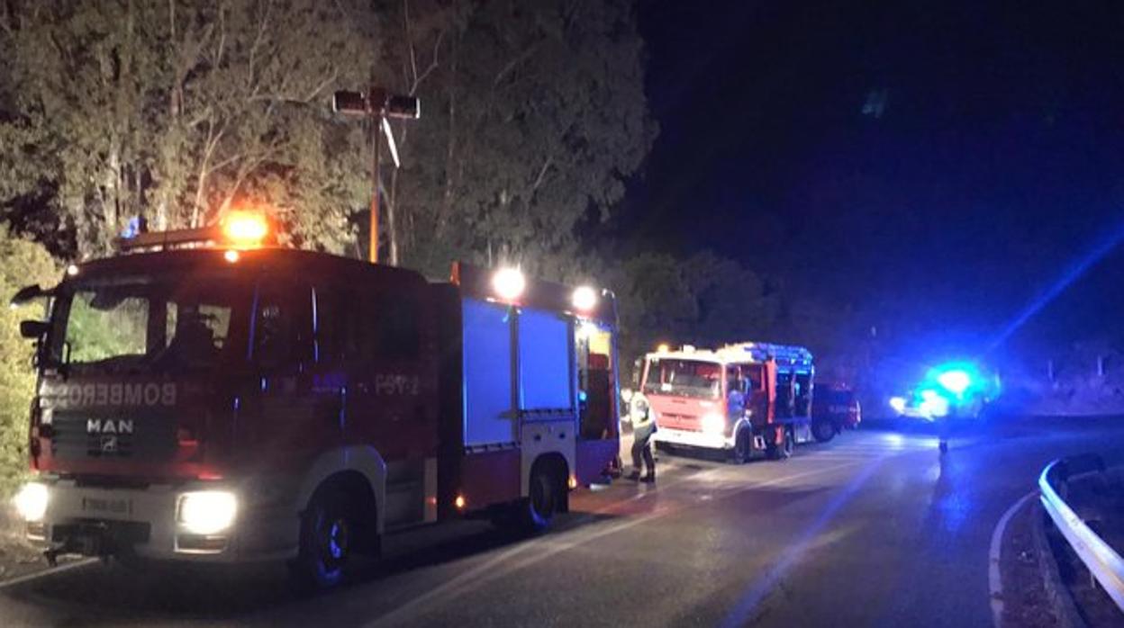 Coches de bomberos de Córdoba, en el lugar del accidente