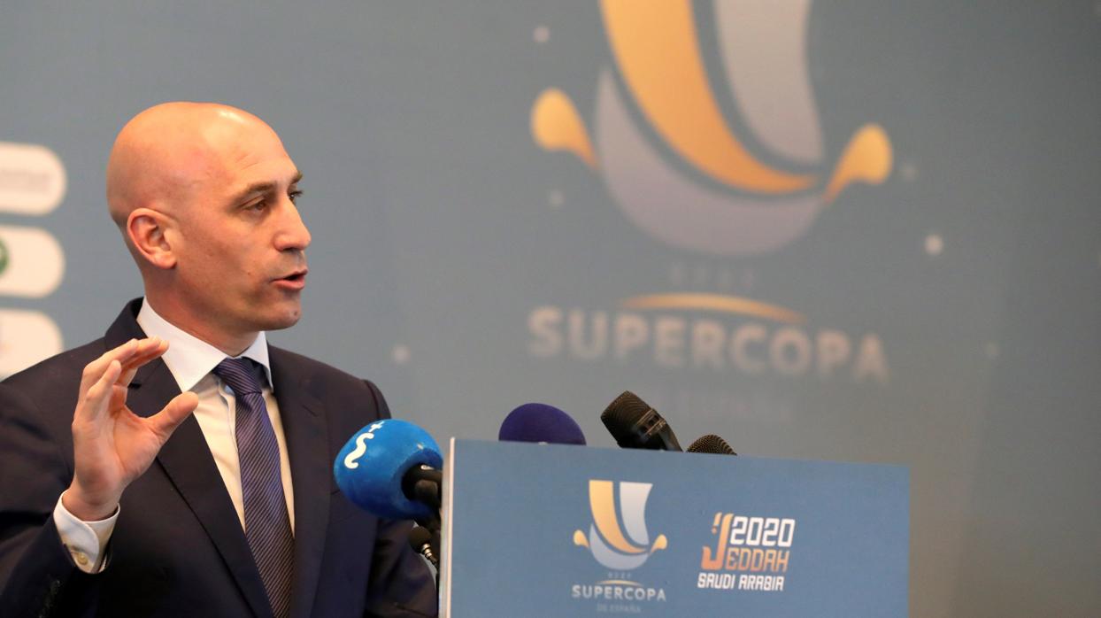 El presidente de la Federación Española de Fútbol, Luis Rubiales, en un acto reciente de la Supercopa