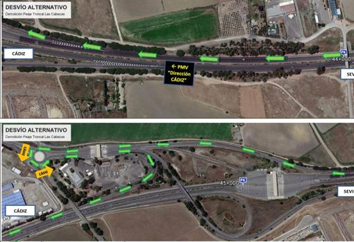 La autopista AP-4 Sevilla-Cádiz se cortará esta noche para la demolición del peaje