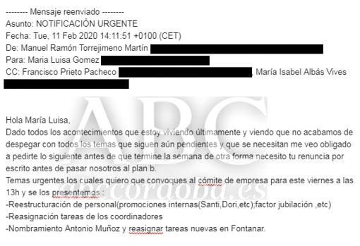 Encabezamiento del correo y primer párrafo