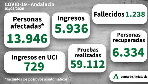 El mapa de los 13.946 casos positivos por coronavirus en Andalucía