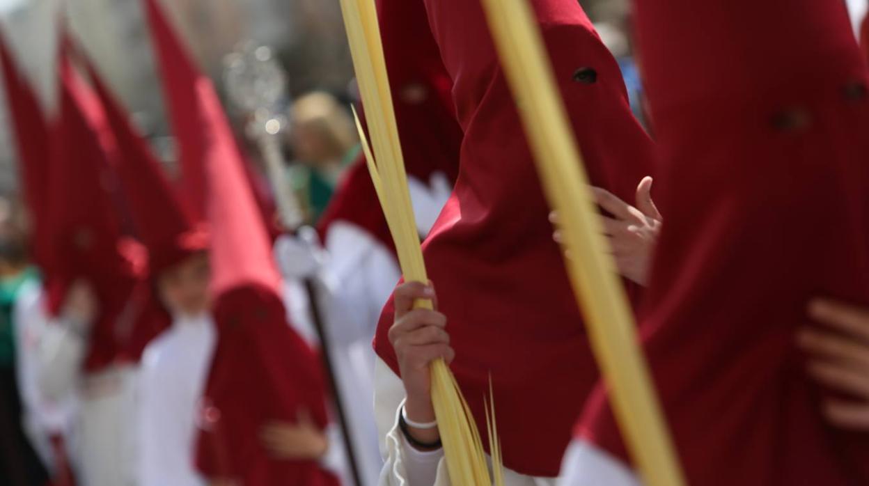 Penitentes de la hermandad de la Paz en el Domingo de Ramos.