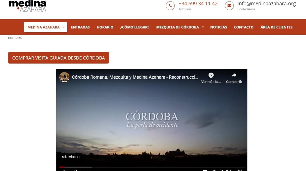 Captura de pantalla de la web del yacimiento de Medina Azahara