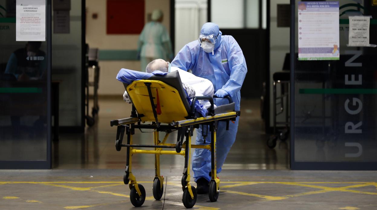 Personal sanitario en el interior del hospital Reina Sofía durante la crisis del coronavirus