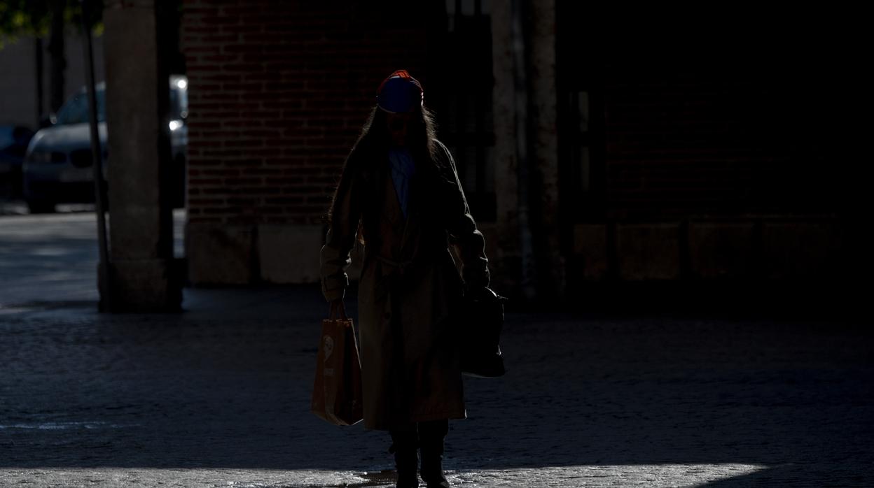 Una mujer camina por la calle con unas bolsas