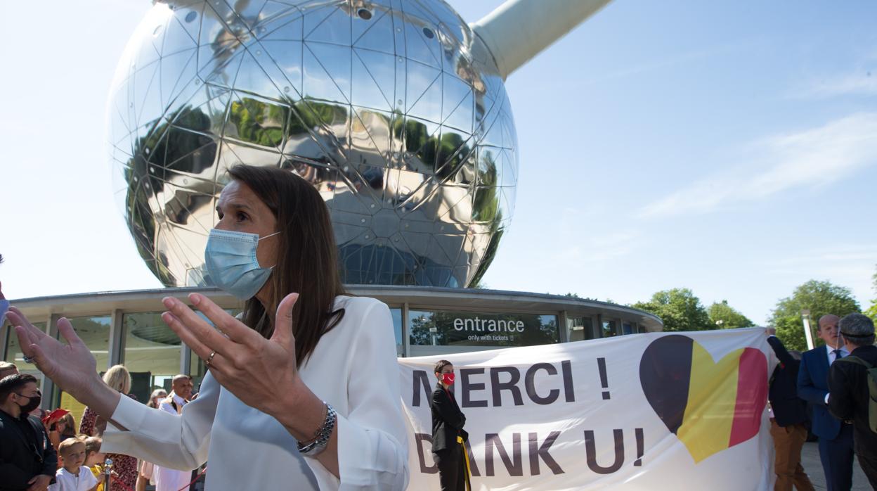 Sophie Wilmès, este lunes en un acto en el Atomium