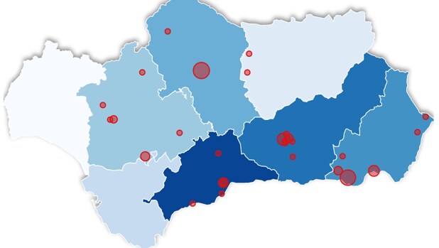 El mapa de los rebrotes de coronavirus en Andalucía: los pueblos en los que se localizan los 35 brotes activos