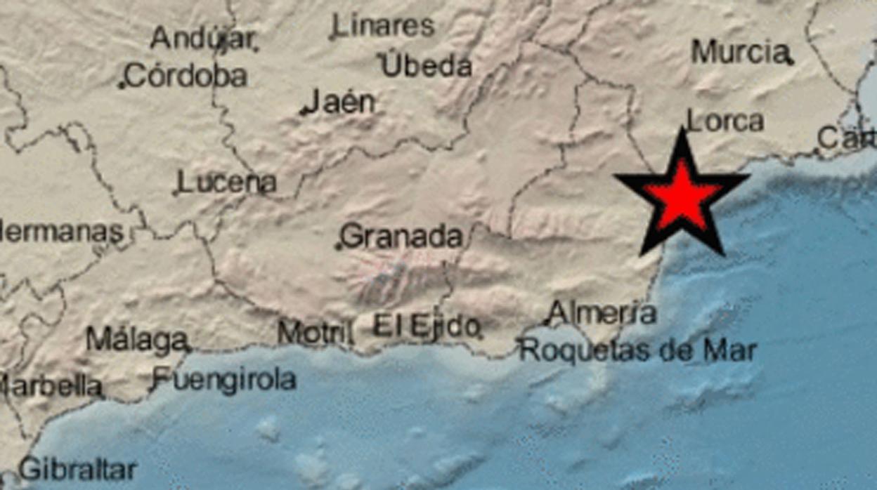 Localización del terremoto de Almería de la pasada noche