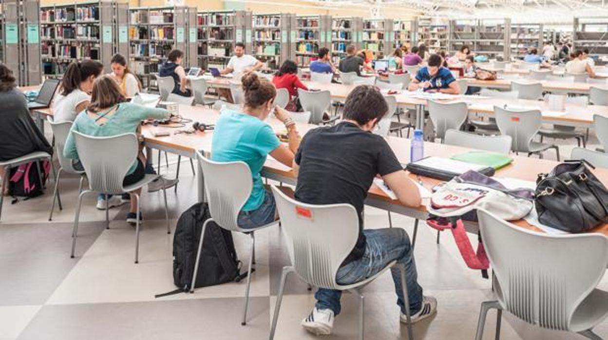 Estudiantes en una bibioteca