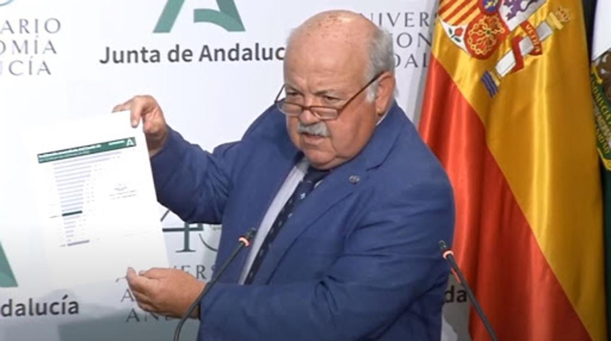 Jesús Aguirre mostrando los datos de la comunidad