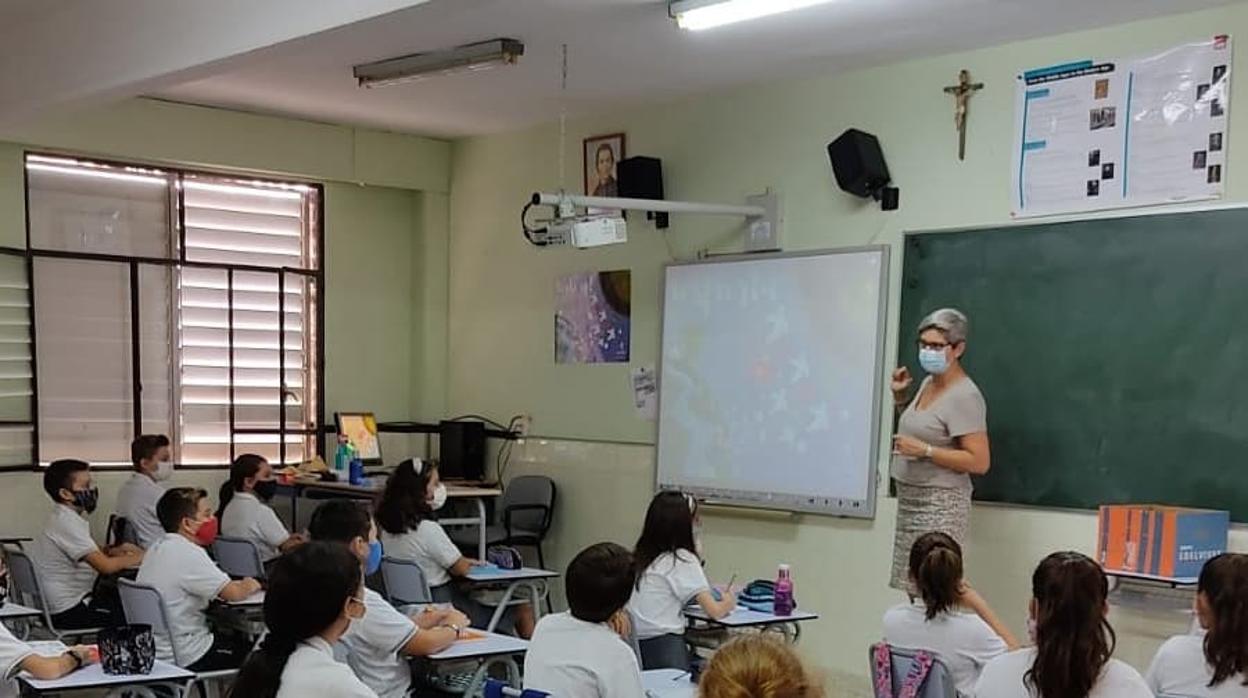 Imagen de un aula del colegio Maristas de Córdoba.