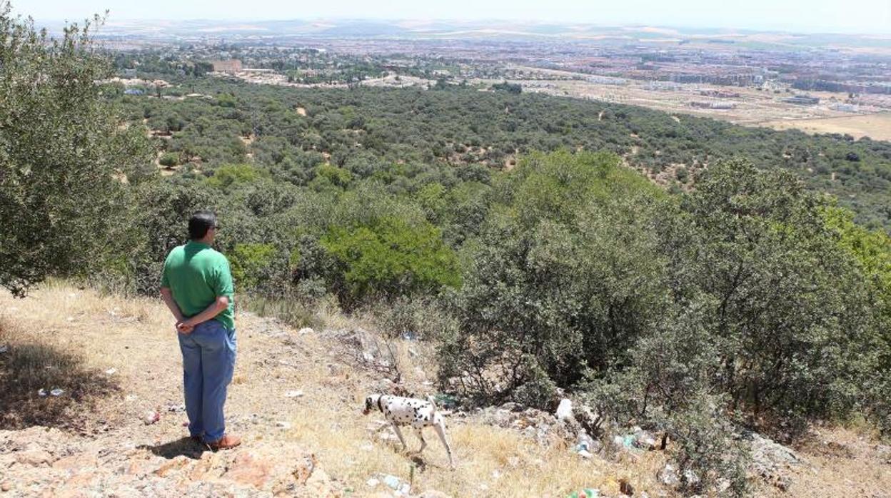 Un hombre observa en la zona de El Patriarca la ciudad de Córdoba, al fondo