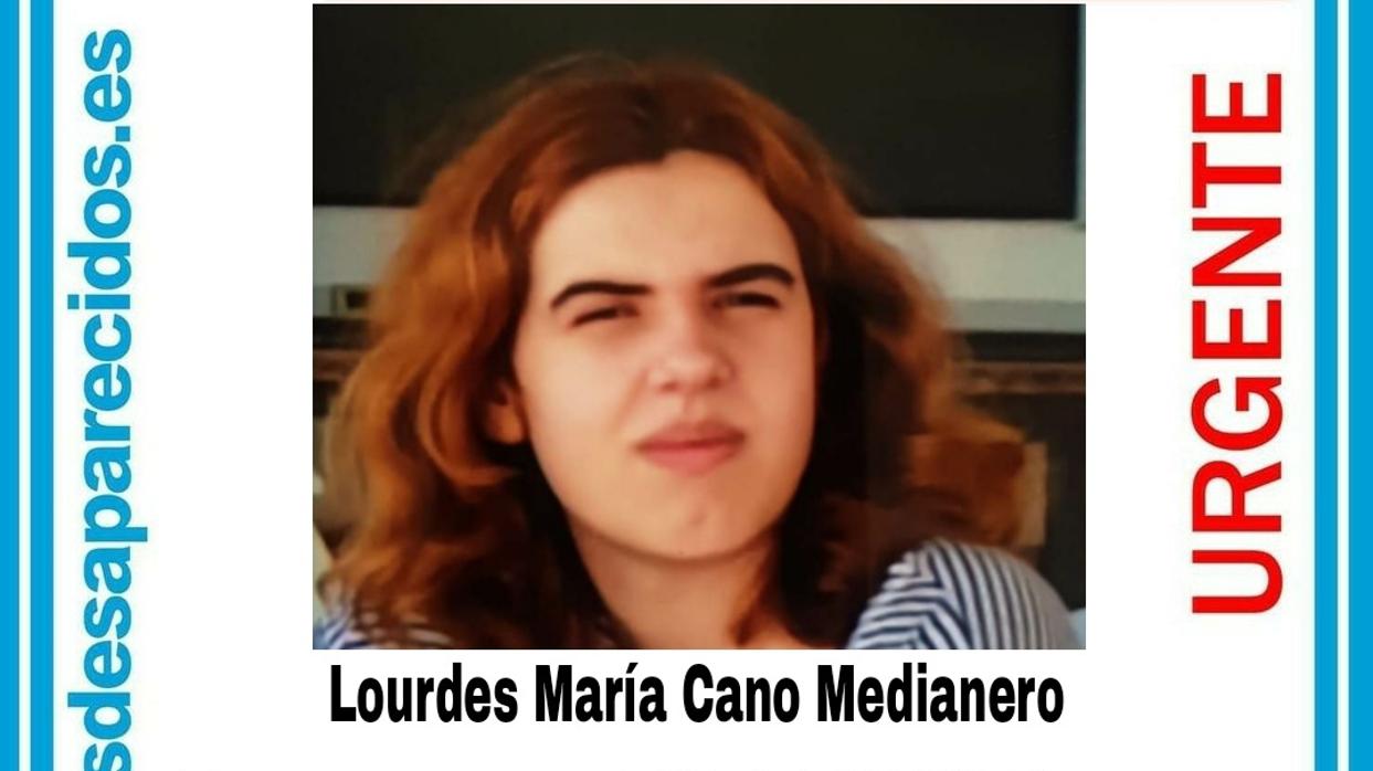 Cartel publicado con la imagen de Lourdes por Sos Desaparecidos