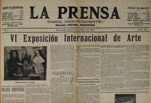 Página del diario «La Prensa», con una fotografía de «Pidiendo para la Virgen»