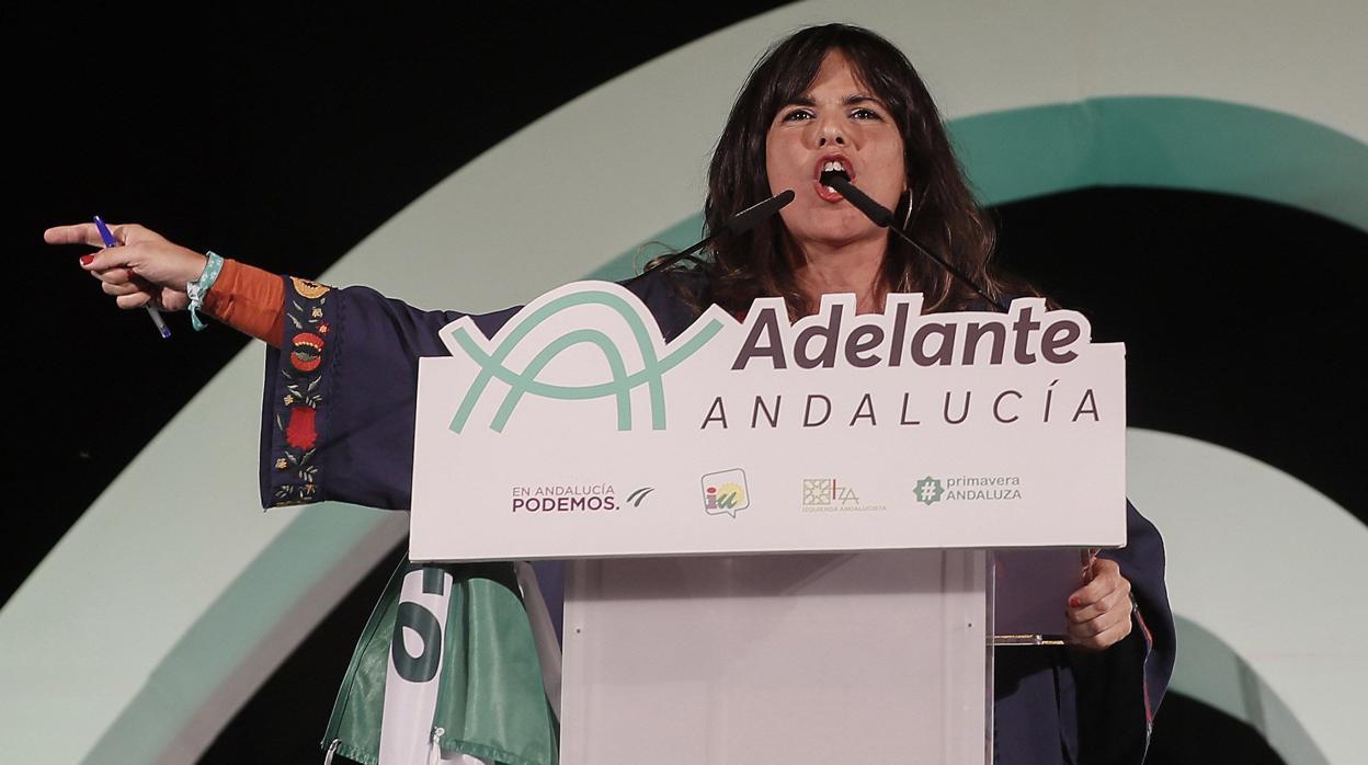 Teresa Rodríguez durante un mitin de Adelante Andalucía