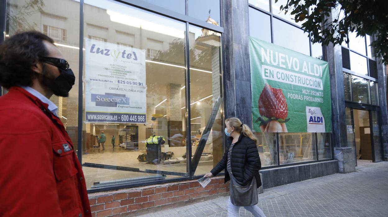 Obras en el Aldi de la calle Claudio Marcelo, en el Centro de Córdoba