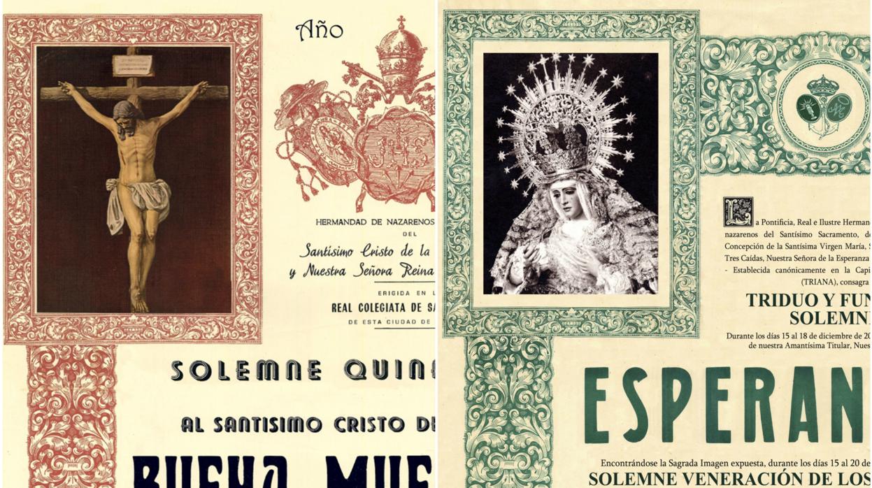 Carteles de cultos de la Buena Muerte de Córdoba y la Esperanza de Triana