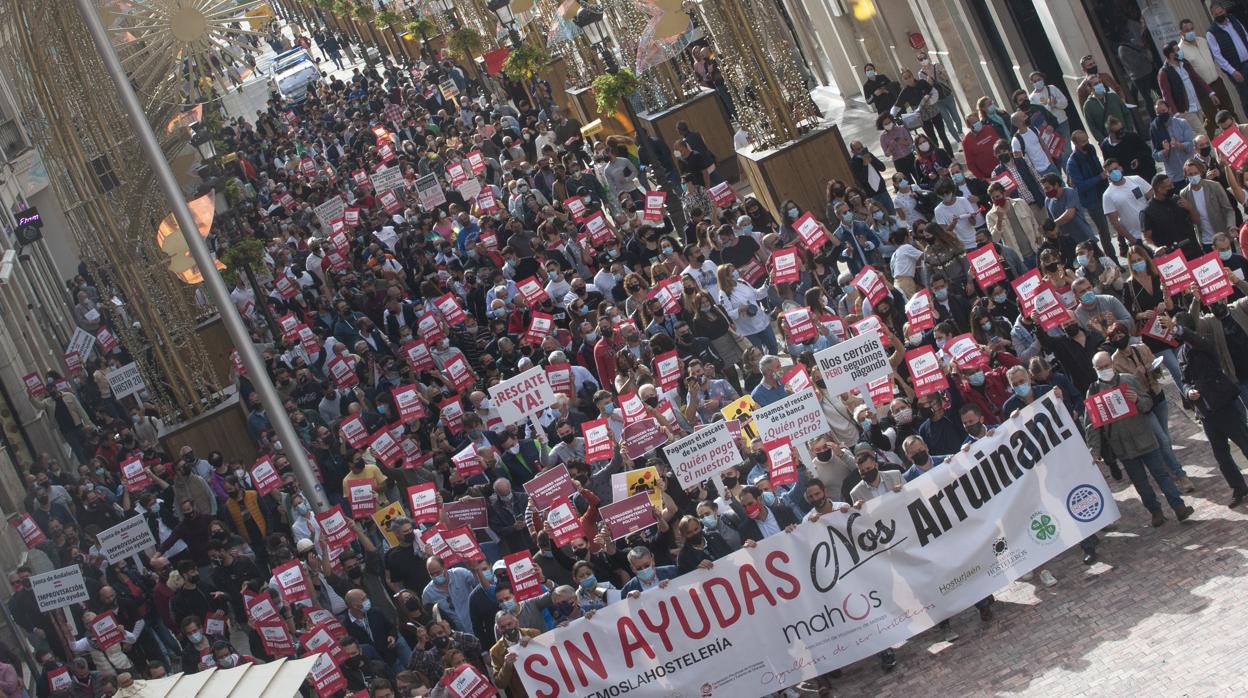 Manifestación de los hosteleros en Málaga