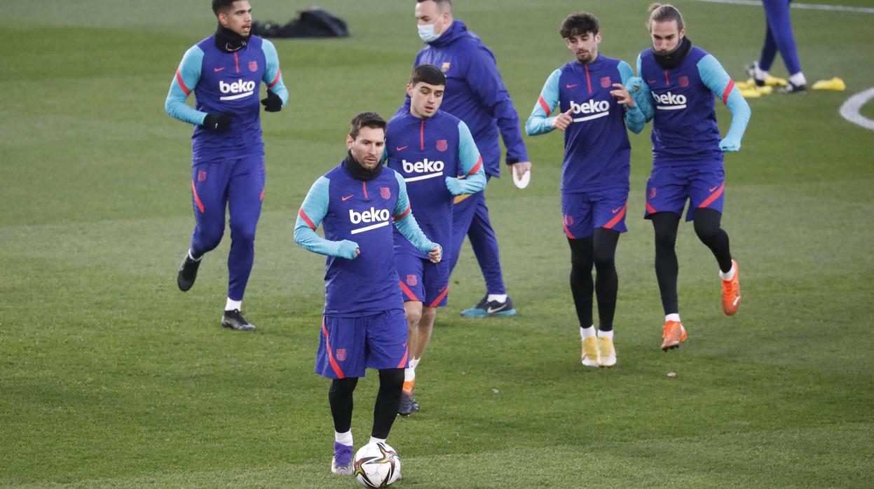 Leo Messi, en el entrenamiento del Barcelona del martes en El Arcángel de Córdoba