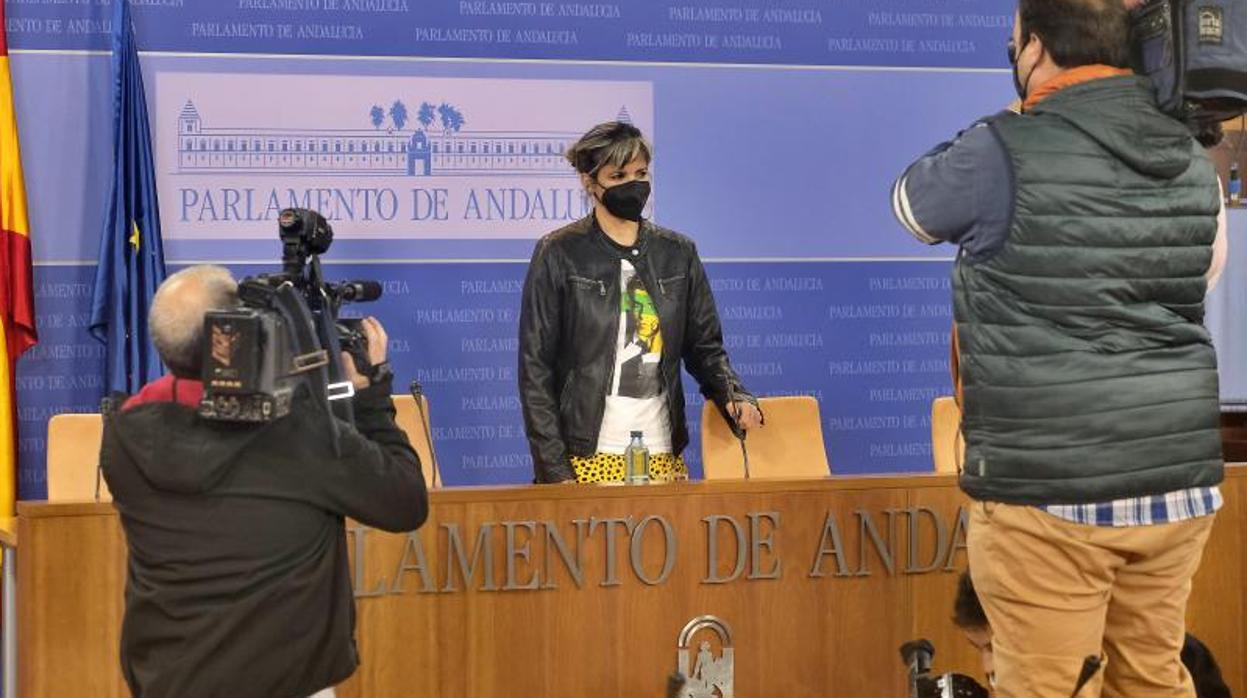 Teresa Rodríguez, diputada no adscrita, el pasado jueves en el Parlamento andaluz