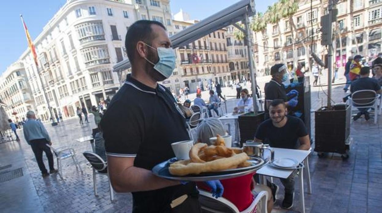 Terraza de un establecimiento en el centro de Málaga