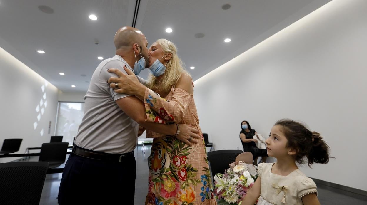 Una boda por lo civil el año pasado en el Registro de la Ciudad de la Justicia