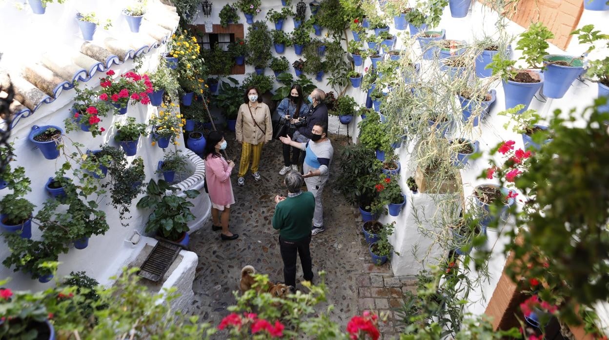 Varias personas visitando un patio en la edición extraodinaria de esta fiesta celebrada en octubre