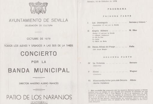 Programa del concierto en que se recuperó el pasodoble, en 1978