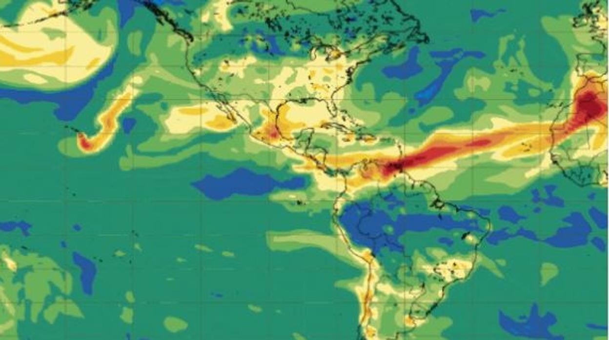 Evolución de la columna de cenizas según la predicción de Meteored para los próximos días