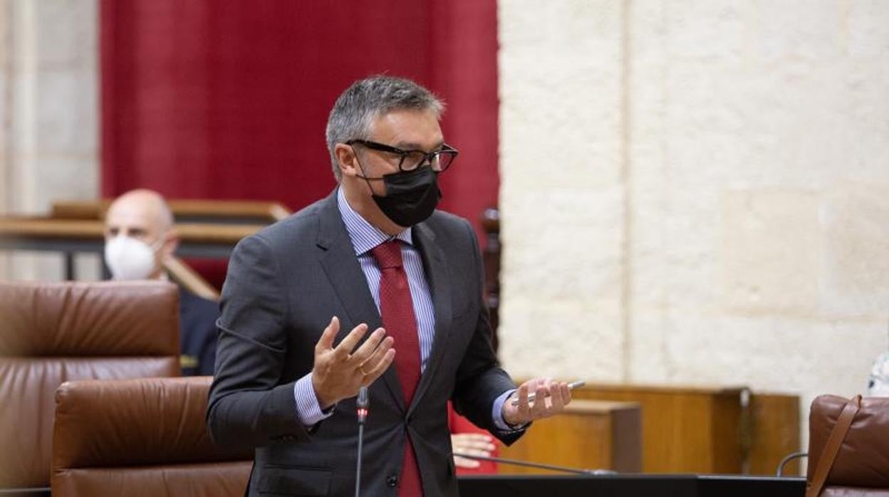 El nuevo portavoz de Vox, Manuel Gavira, en el pleno del Parlamento