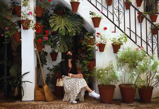 Una mujer observa uno de los patios del Alcázar Viejo