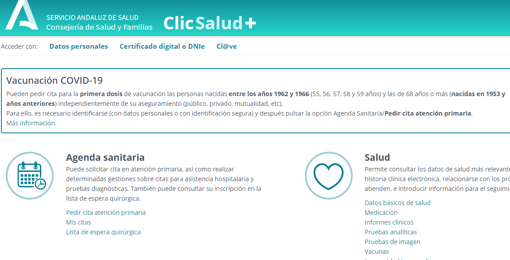 Los andaluces de 55 años pueden pedir cita previa para la vacuna contra el Covid desde este miércoles