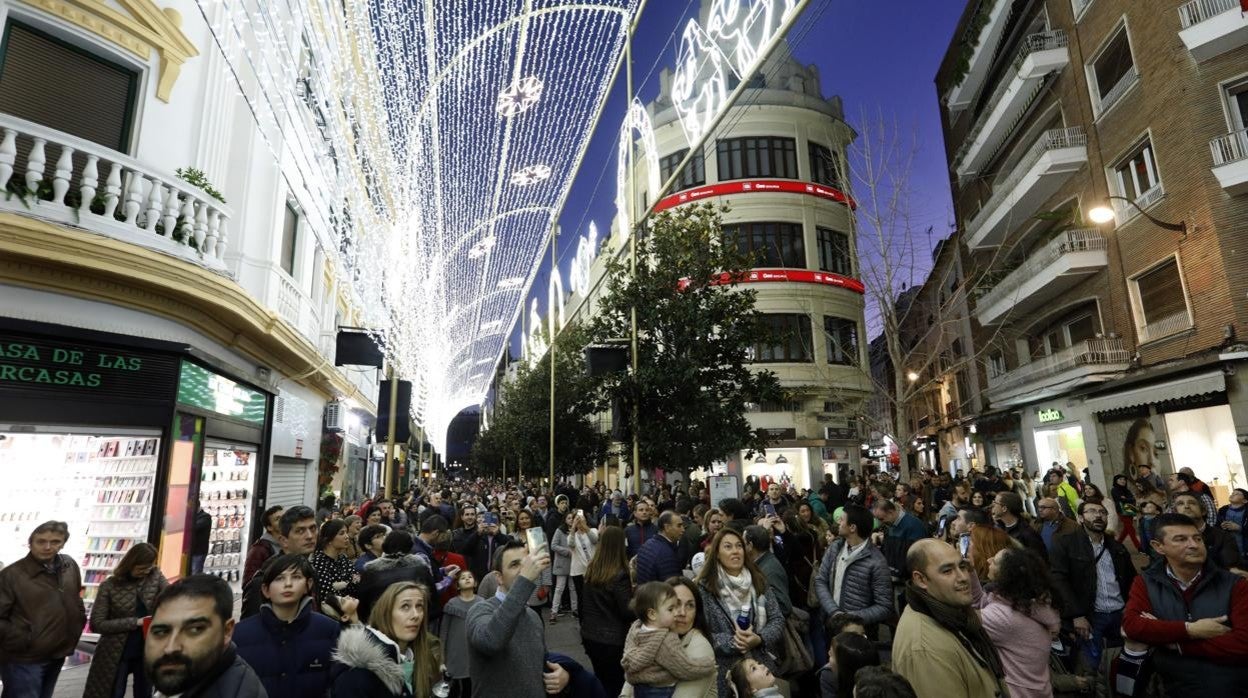 Público disfrutando del espectáculo de luz y sonido de Cruz Conde en las Navidades de 2019