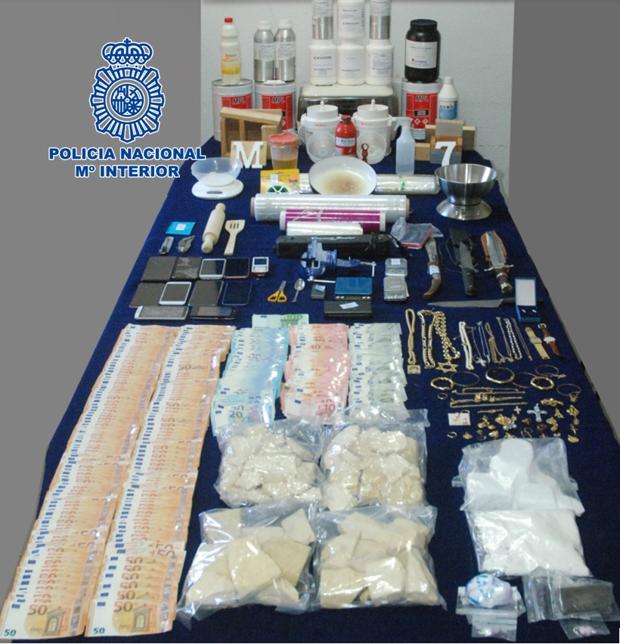 Nueve detenidos, más de 5 kilos de cocaína intervenida y un laboratorio clandestino desmantelado en Córdoba