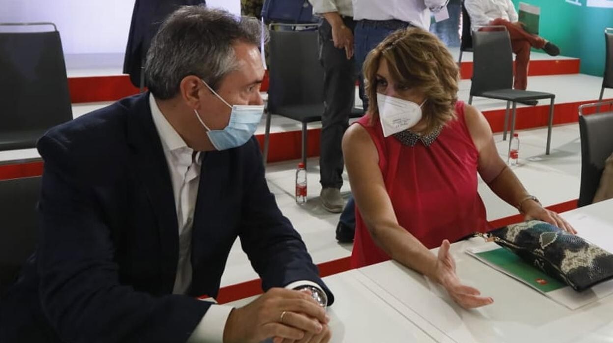 Juan Espadas y Susana Díaz, este lunes en el Comité Director del PSOE