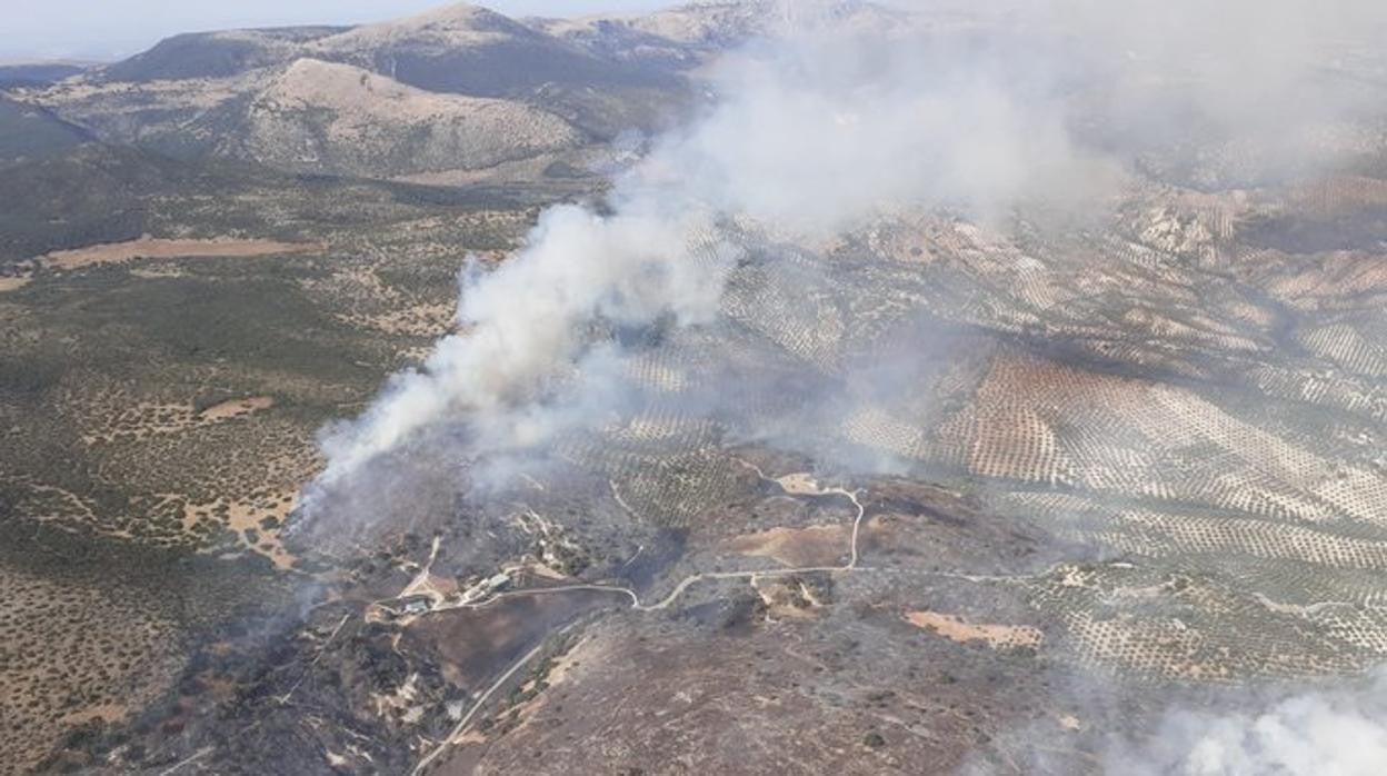 Una avioneta del dispositivo Infoca actúa en un incendio