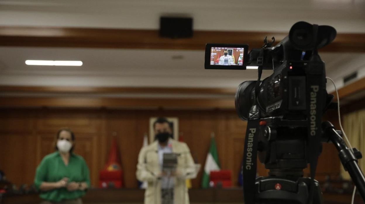 José María Bellido, en su comparecencia en el Ayuntamiento de Córdoba