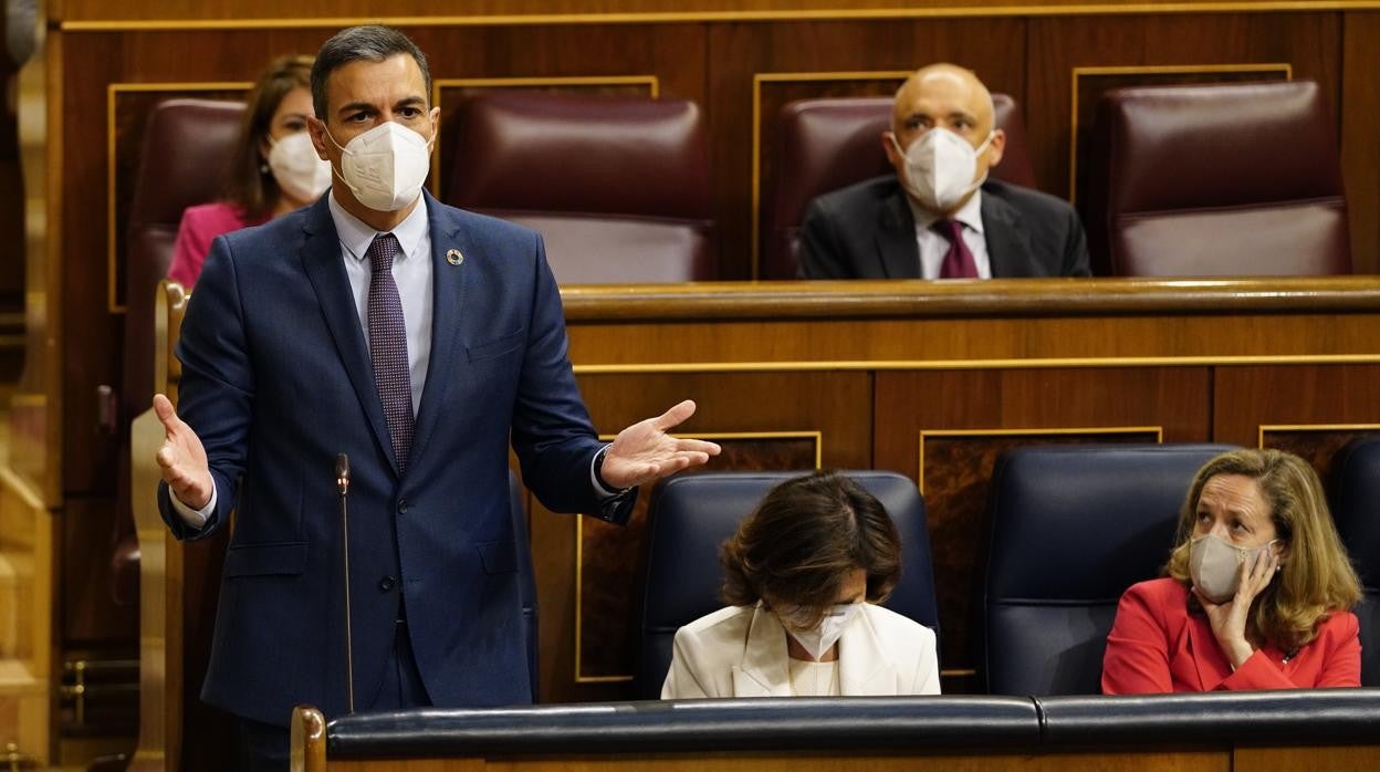 El presidente del Gobierno, Pedro Sánchez, durante una sesión de control en el Congreso