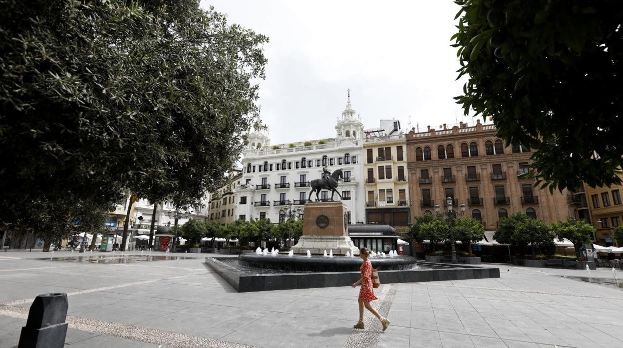 La plaza de Las Tendillas de Córdoba, un caluroso día de agosto